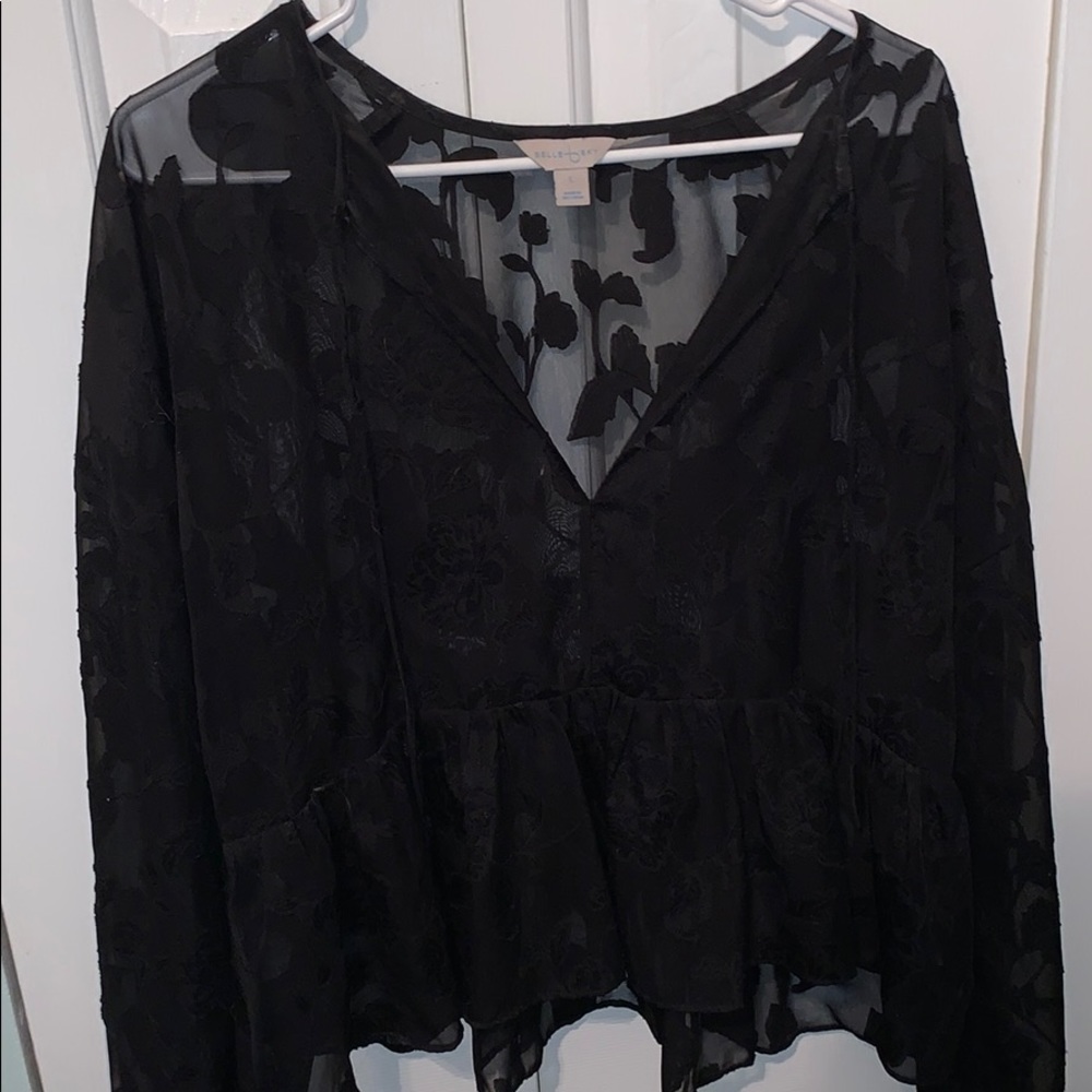 Sheer belle and sky lace top!